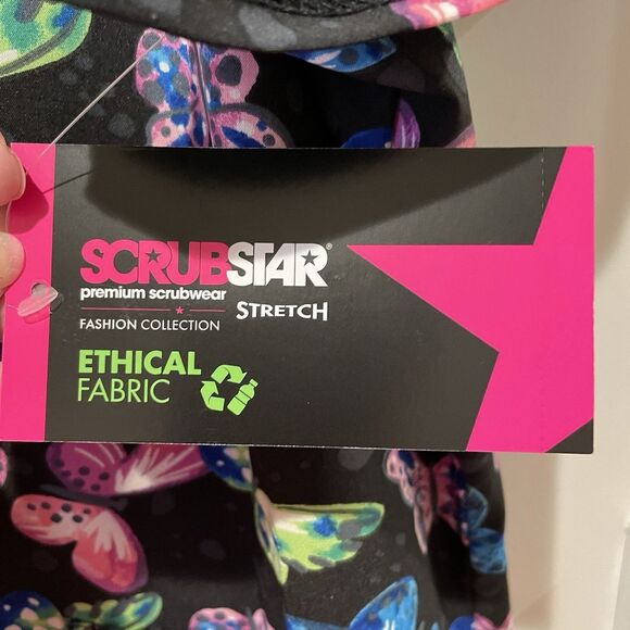 Scrubstar Scrubs Nurse Top Shirt Women’s Size Large Butterfly Print NEW with Tag - Picture 4 of 9